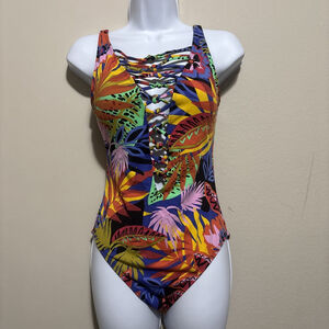 Bleu Rod Beattie Women's Multi Night Safari Lace Down Swimsuit Size 6